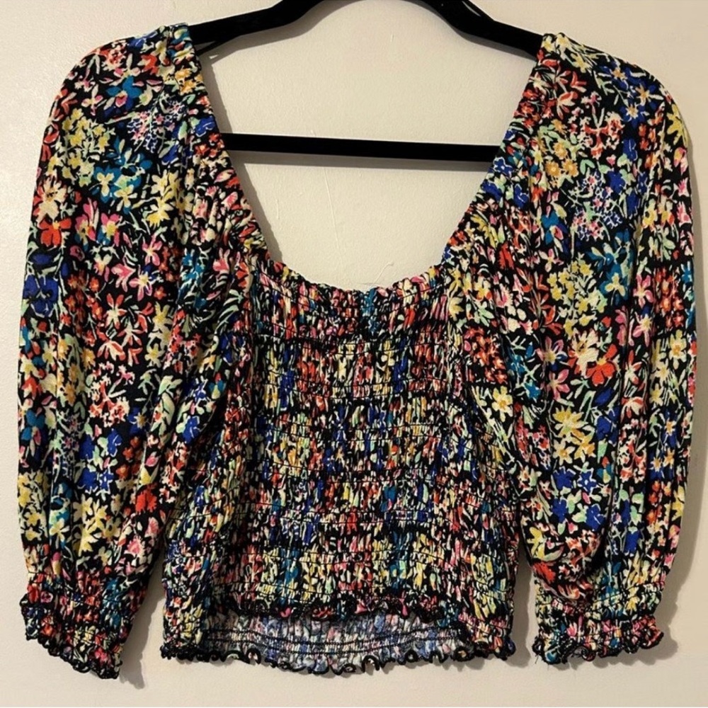 Urban Outfitters Vibrant Floral Smocked Blouse